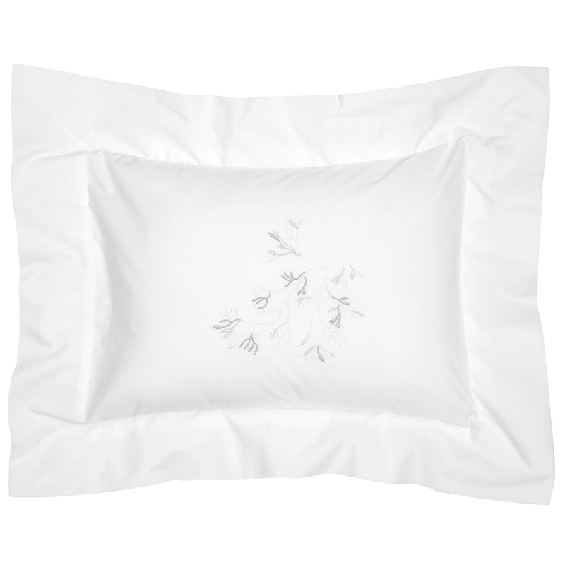 Percale Suez White Grey Decorative Pillowcase - NetDécor