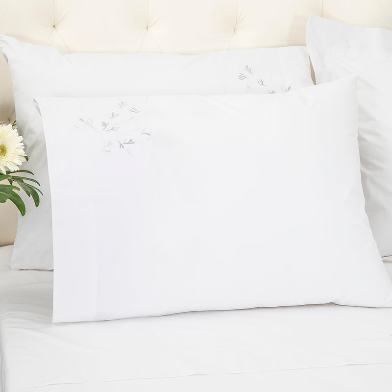 Percale Suez White Grey Standard Pillowcase - NetDécor
