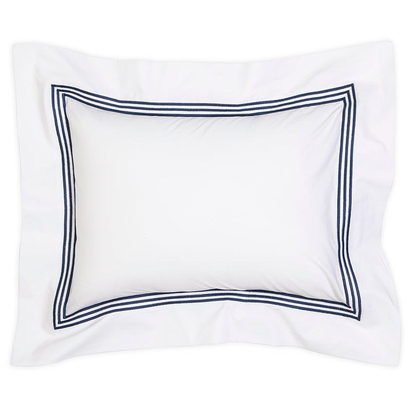 Percale Trafalgar White Cobalt Blue Decorative Pillowcase - NetDécor