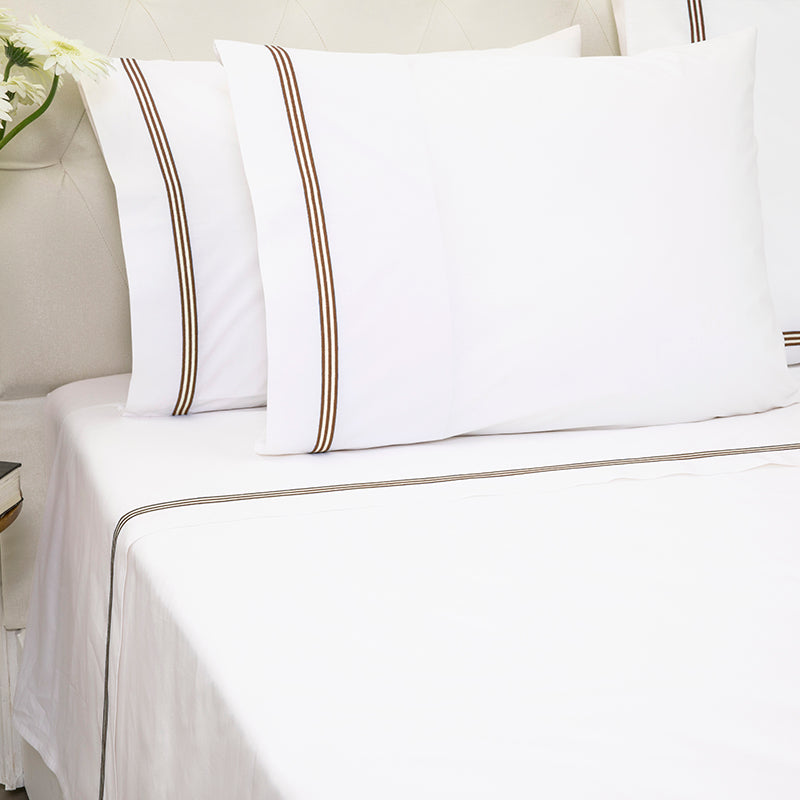 Percale Trafalgar White Charcoal Sheet Set - NetDécor