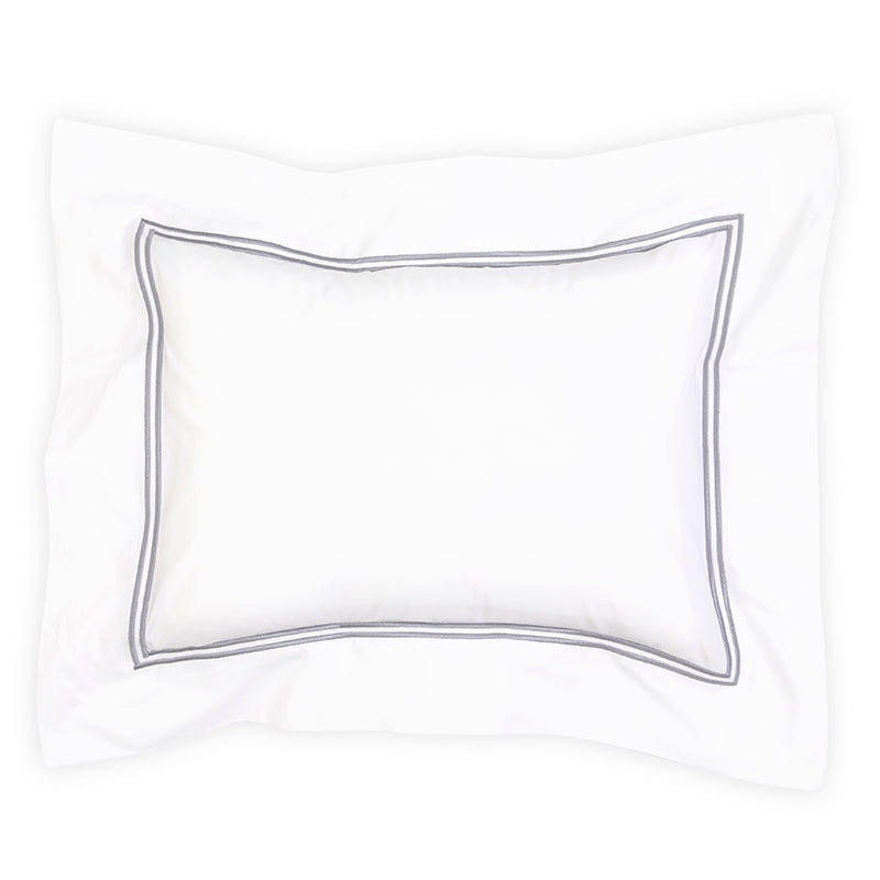 Percale Two Row Satin Cord White Pewter Grey Decorative Pillowcase