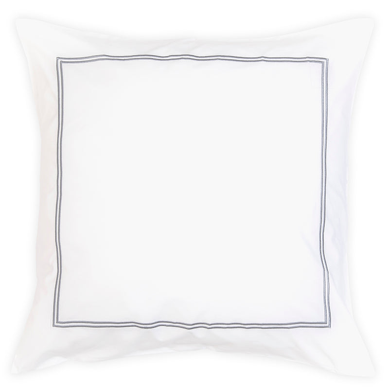 Percale Two Row Satin Cord White Pewter Grey Decorative Pillowcase