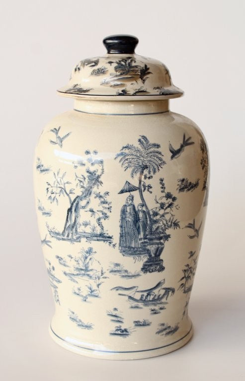 LARGE BLUE TOILE GINGER JAR