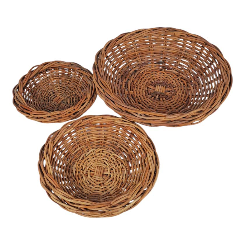 Rattan Thick Bread Basket Round Set of 3