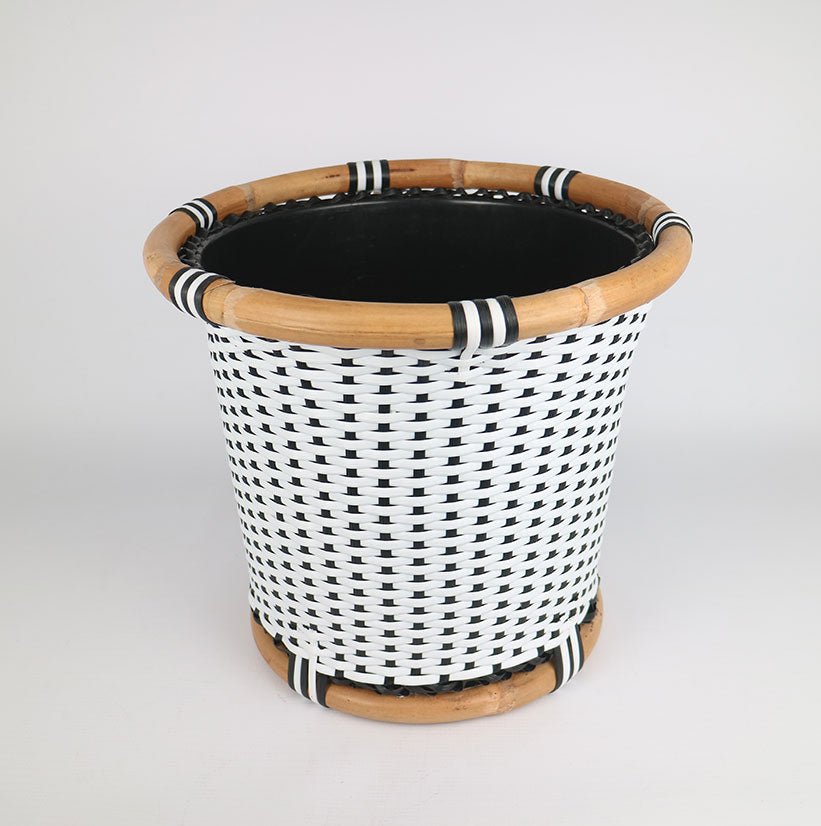 Rattan Thick & Synthetic Planter Black & White