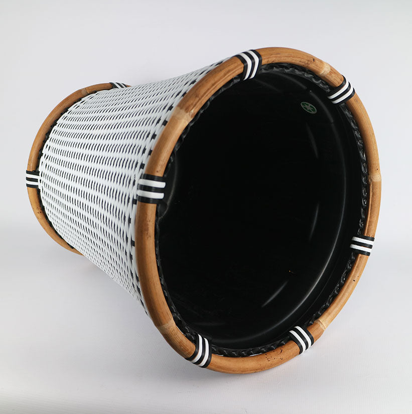 Rattan Thick & Synthetic Planter Black & White