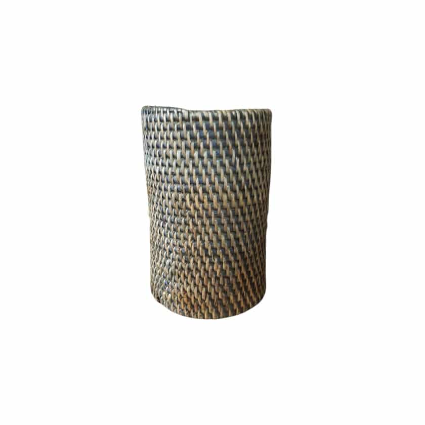 RATTAN CANNISTER HOLDER ANTIQUE