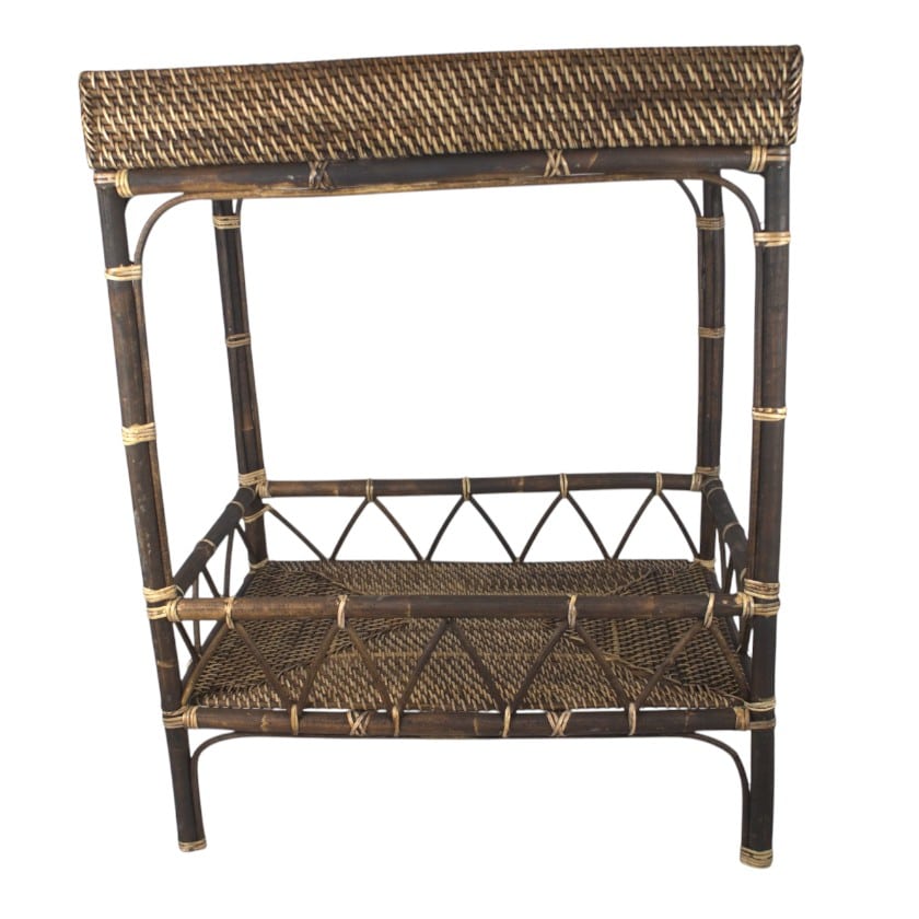 RATTAN SIDE TABLE ANTIQUE