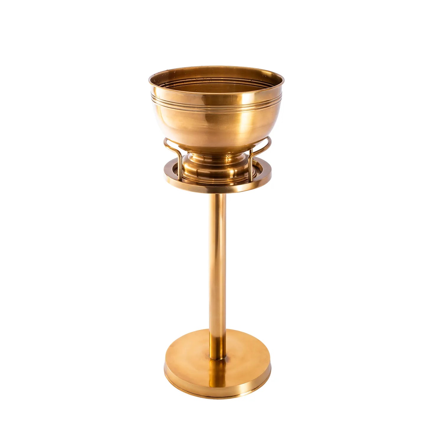 WINE BOWL AND STAND ITALIAN ANTIQUE BRASS