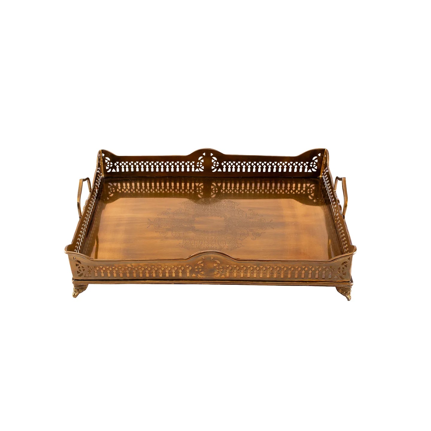 TRAY GALLERY KINGS ANTIQUE BRASS