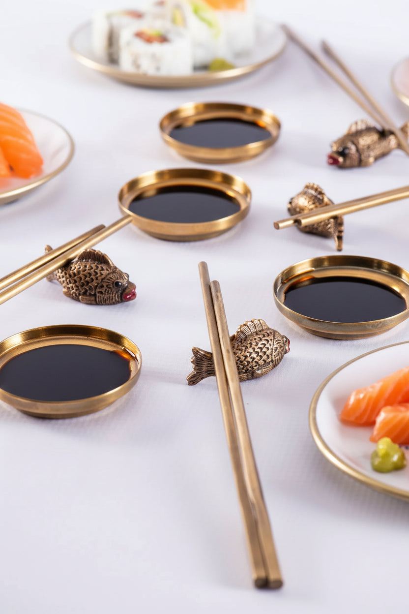 SEXY FISH SUSHI GIFT SET ANTIQUE BRASS