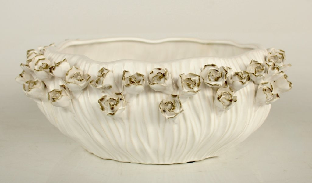 WHITE CERAMIC ROSE BOWL