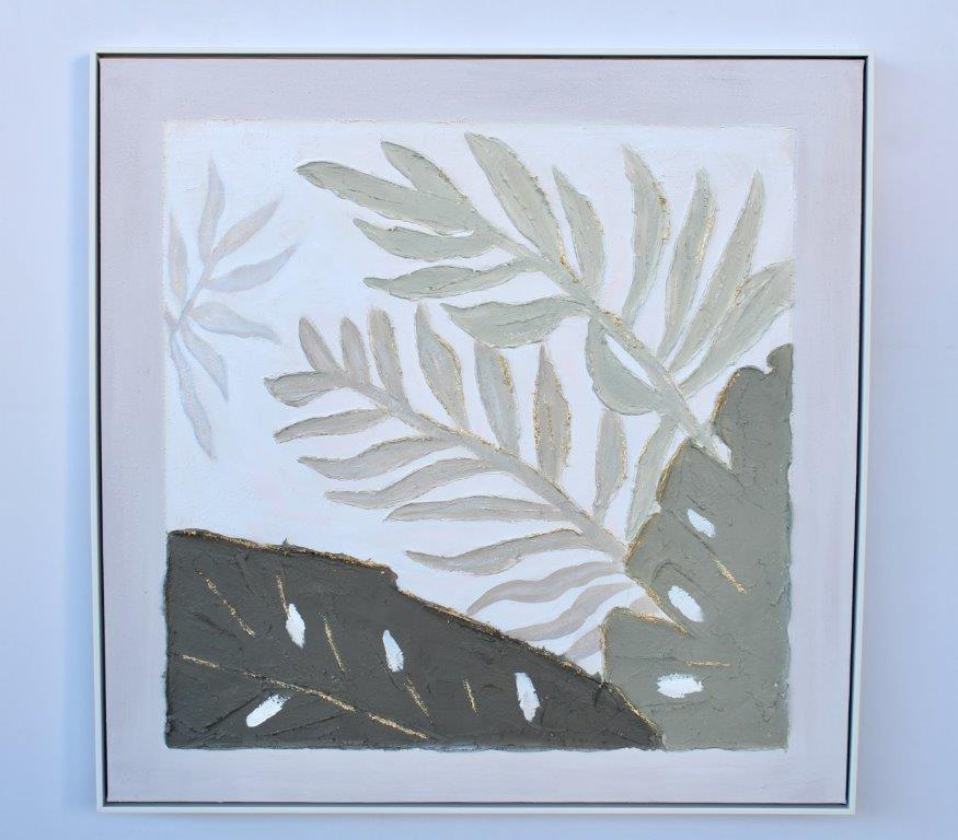 Large Handpainted Green Leaf Picture