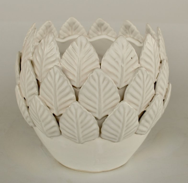 WHITE CERAMIC LEAF VASE