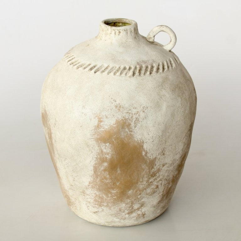 Fat Round Cement Distressed Jar