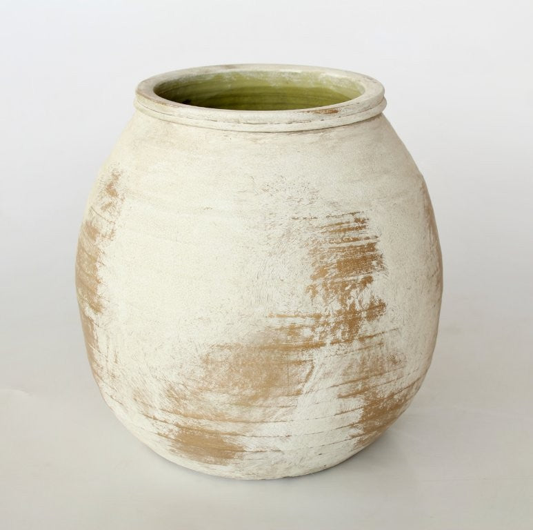 Extra Large Round Wide Neck Cement Distressed Jar
