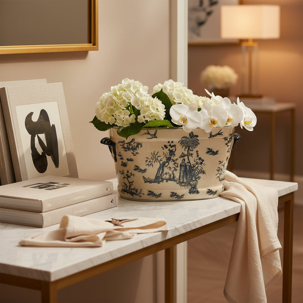LARGE BLUE TOILE FOOT BATH
