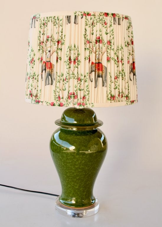 Green Lamp Base Elephant & Tree Shade