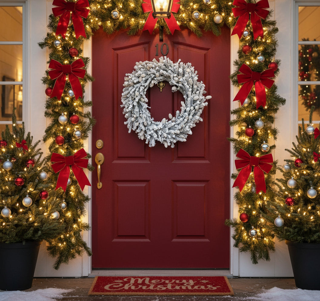 White Buxifolia with Cones Wreath