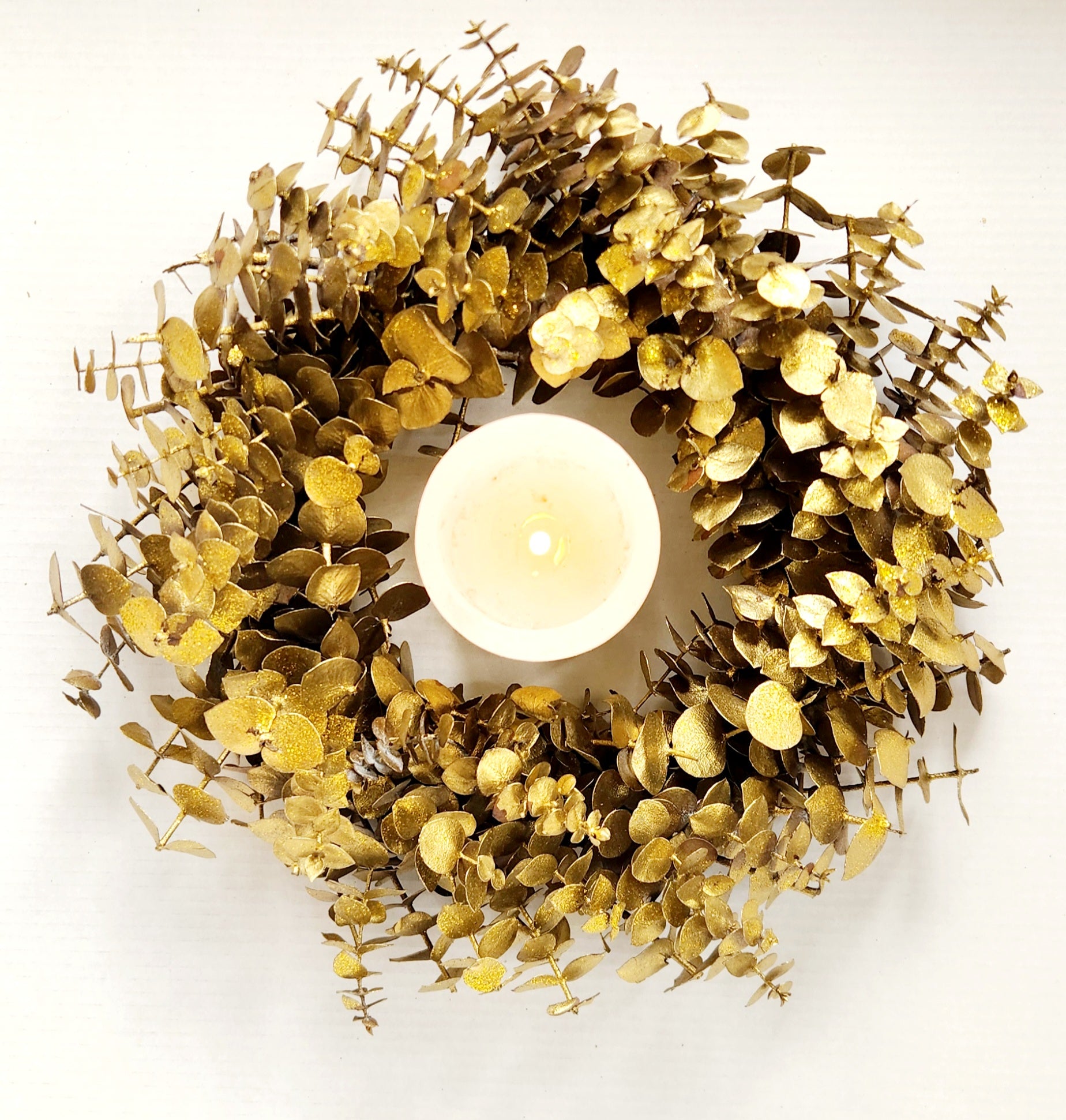 Gold Designer Pennygum Candle Wreath in a Box