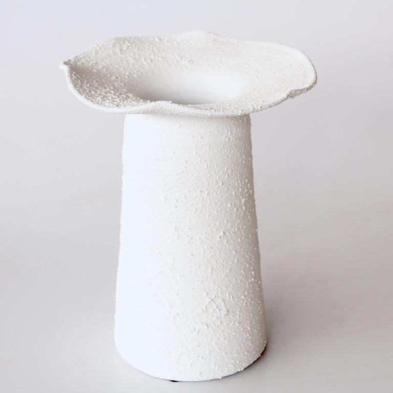 White Ceramic Vase with Fluted Top