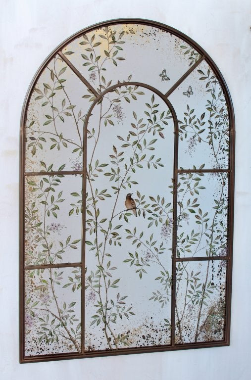 Cathedral Brown Metal Chinoiserie Mirror