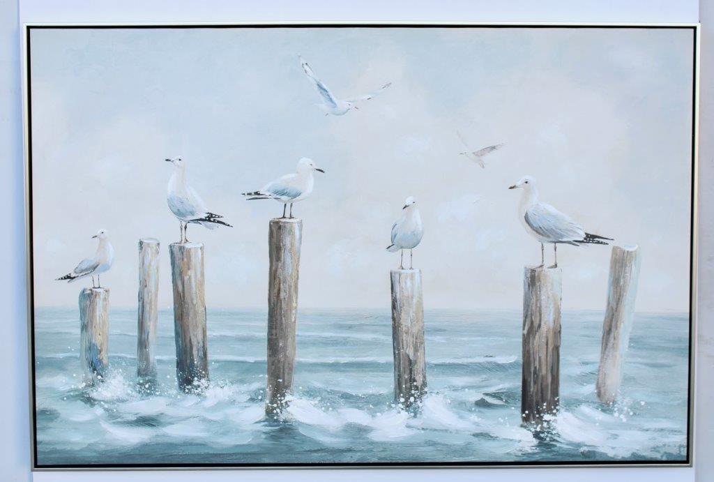 Extra Large Handpainted Seagulls Picture