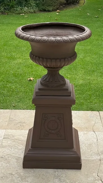 Flower Pot with Base - Chocolate Brown