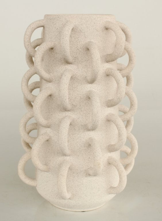 TALL WHITE CERAMIC CURLY VASE