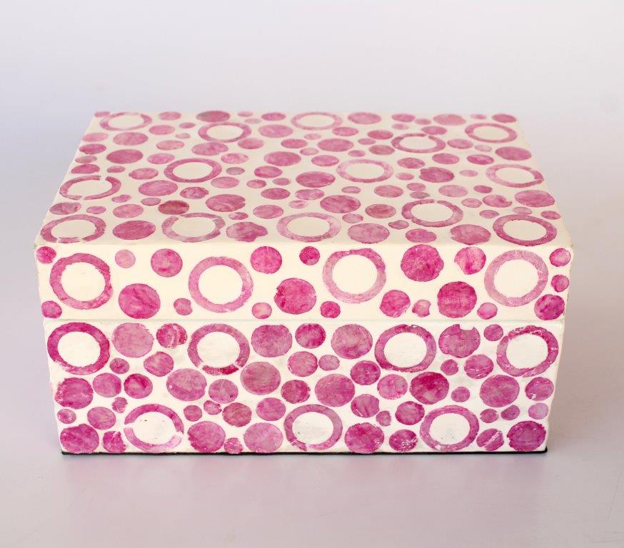 Pink Circles Capiz Box