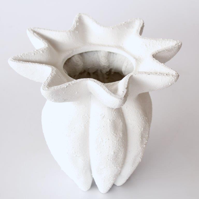 White Ceramic Seapod Fluted Vase