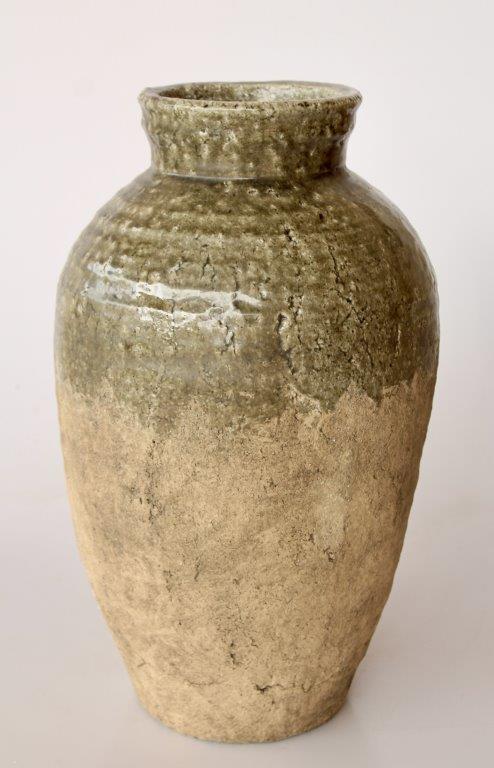Large Green Cement Vase