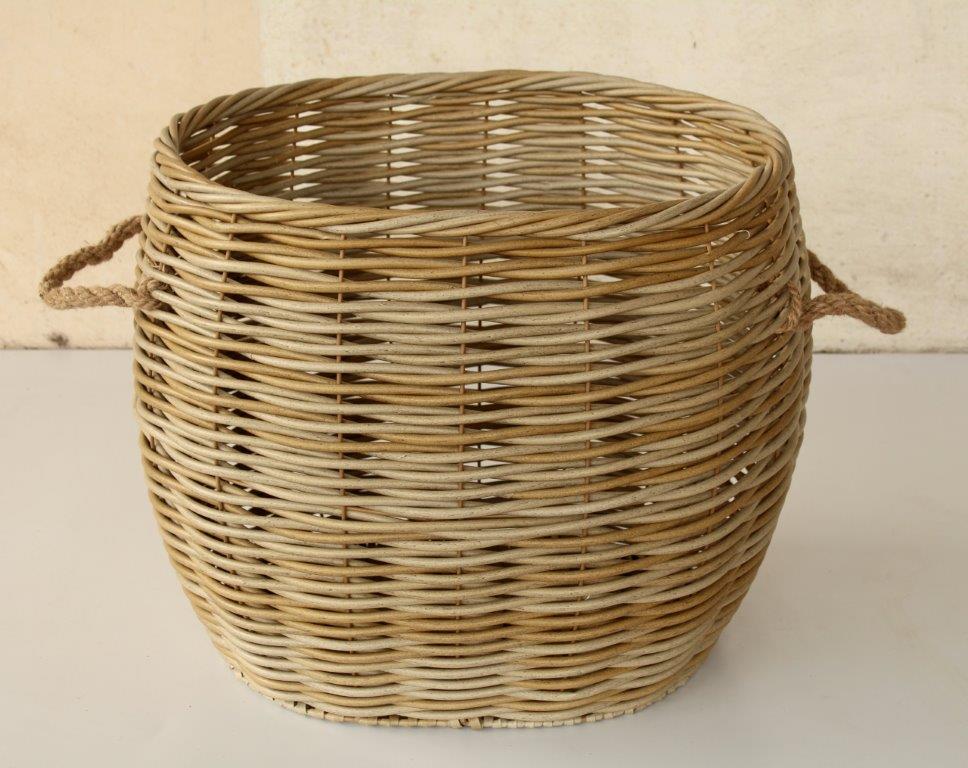 Set of 3 Synthetic Rattan Oval Outdoor Baskets