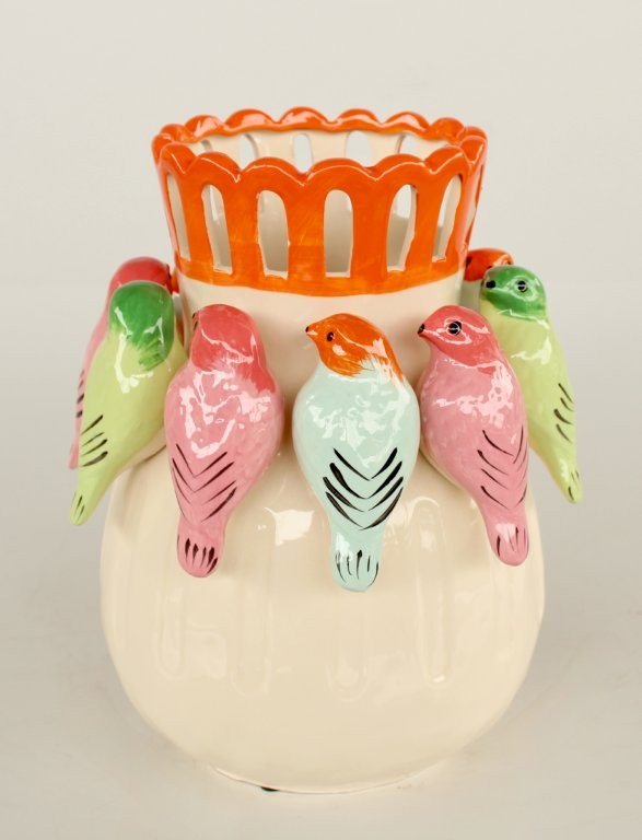 COLOURFUL CERAMIC BIRD VASE