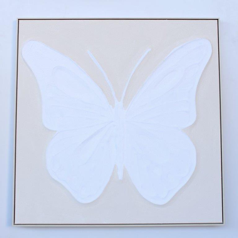 Large White Handpainted Butterfly Picture