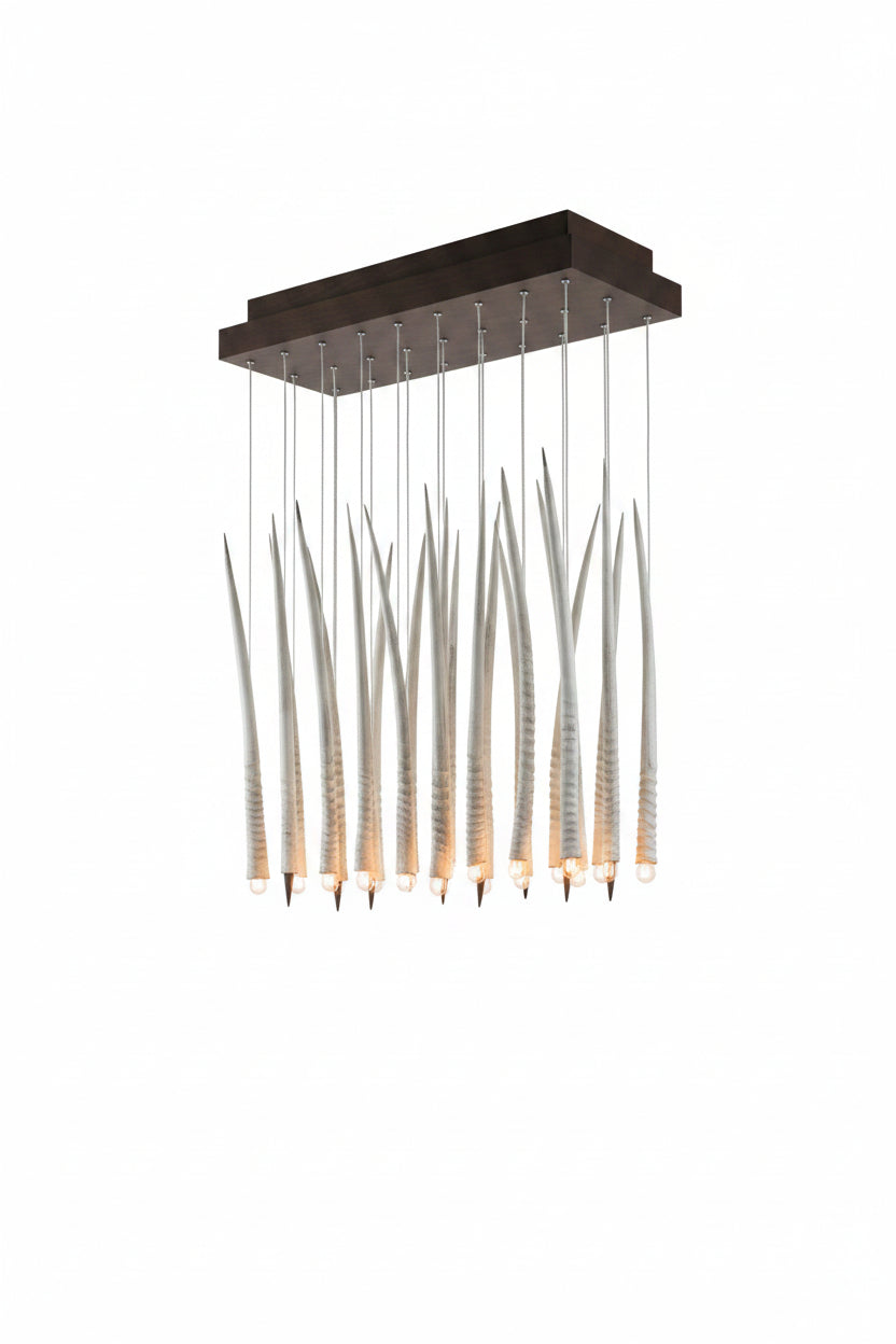 27 White Gemsbok Horn Chandelier - Sprayed White