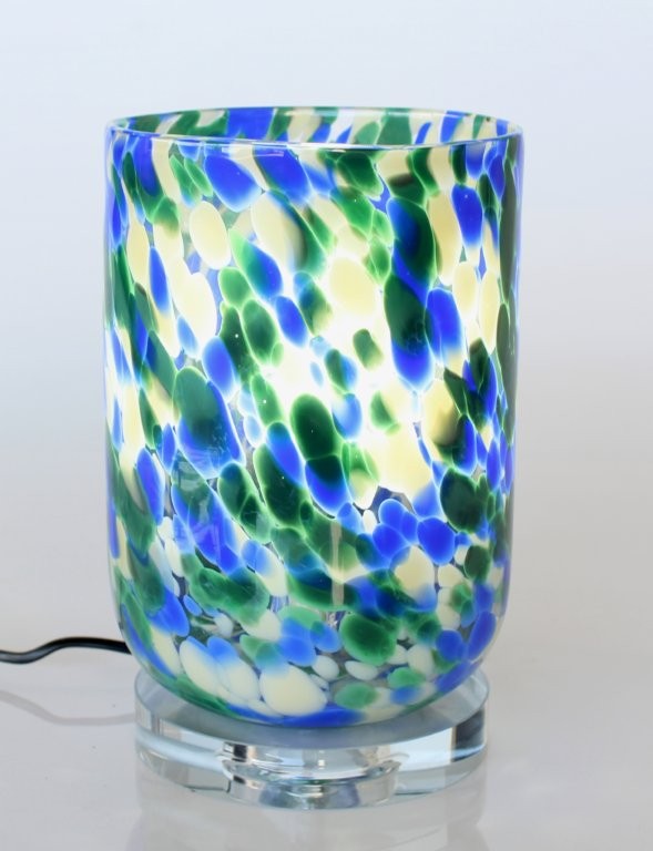 BLUE & GREEN SPLOTCH GLASS LIGHT CRYSTAL BASE