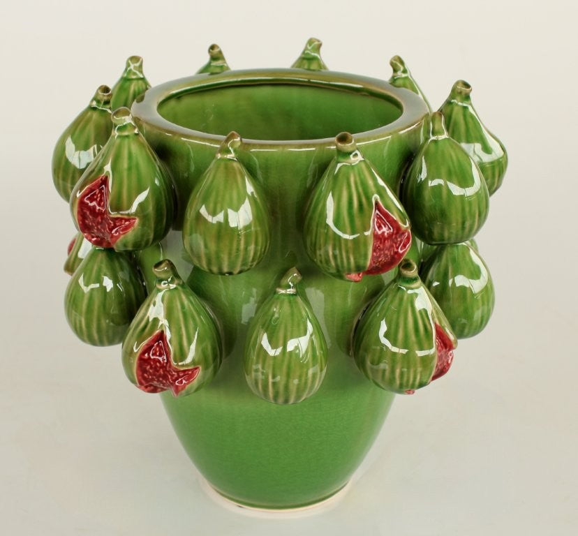 MEDIUM DARK GREEN FIG CERAMIC VASE