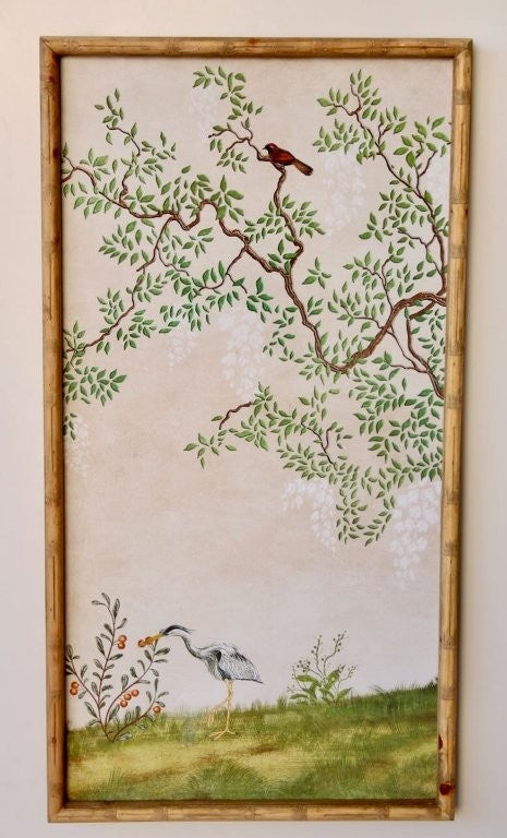 Pale Pink Chinoiserie Bird Tree Framed Picture - Right