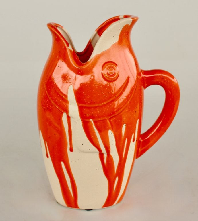 MEDIUM ORANGE FISH CERAMIC VASE