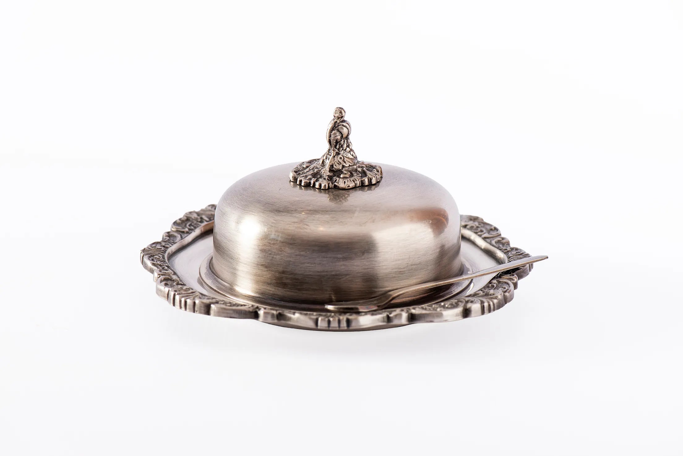 BUTTER DISH PALACE ANTIQUE SILVER