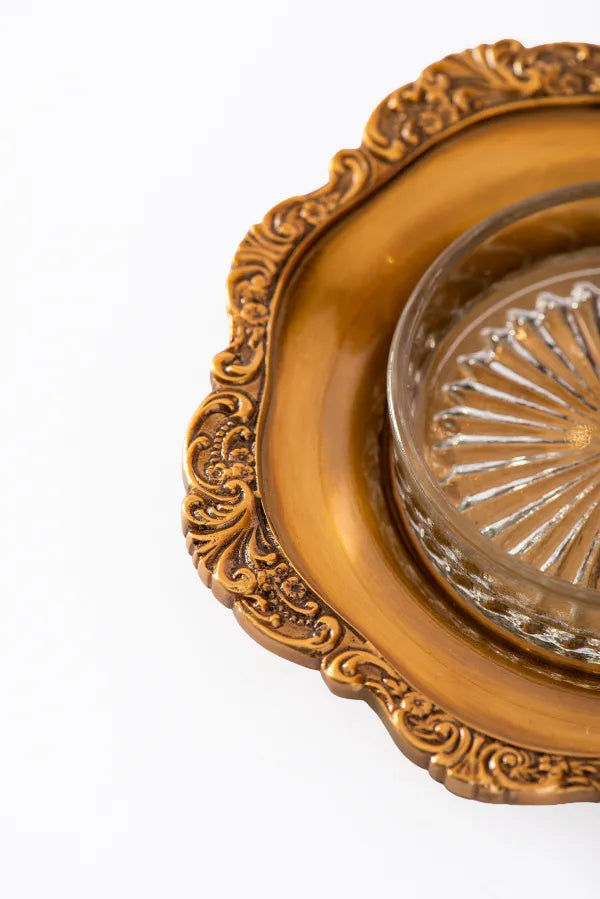 BUTTER DISH PALACE ANTIQUE BRASS