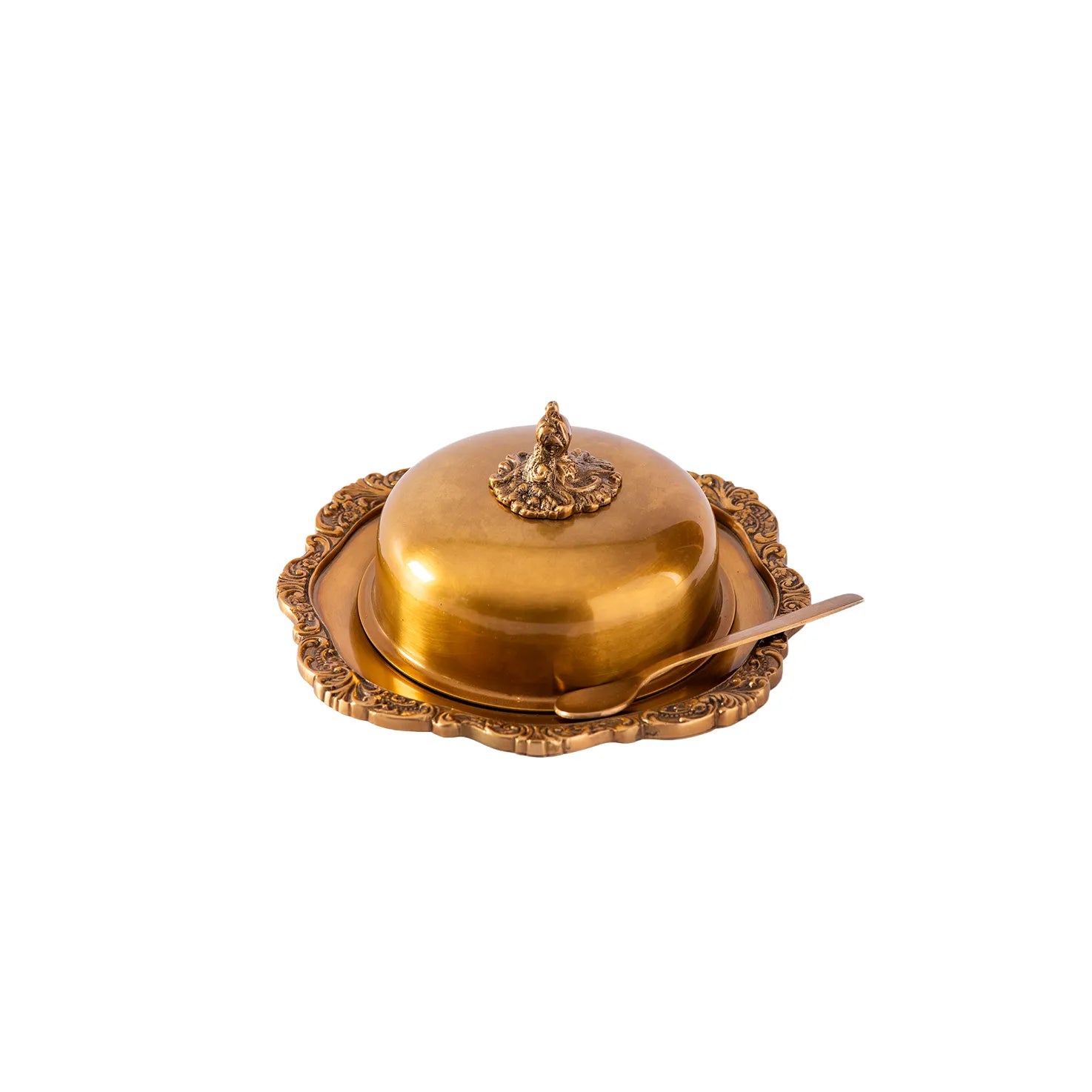 BUTTER DISH PALACE ANTIQUE BRASS