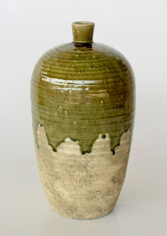 Extra Large Green and Natural Jar