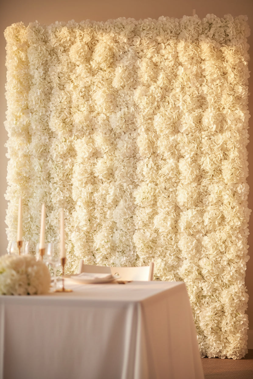 Faux Hydrangea Backdrop Panel - White
