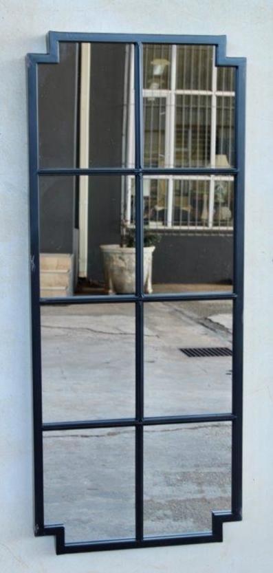 BLACK DISTRESSED 8 PANE MIRROR