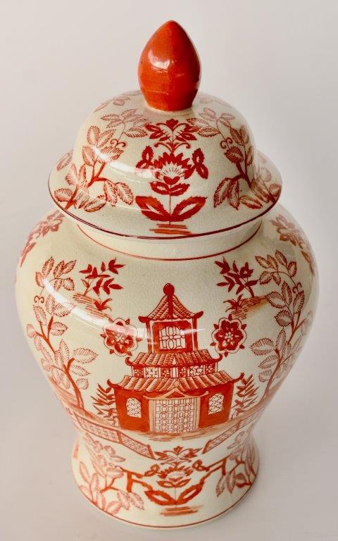 Large Orange Pagoda Ginger Jar