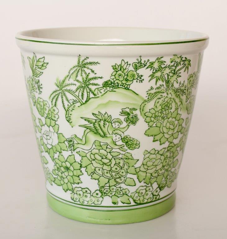 Medium Lime Green Floral Planter