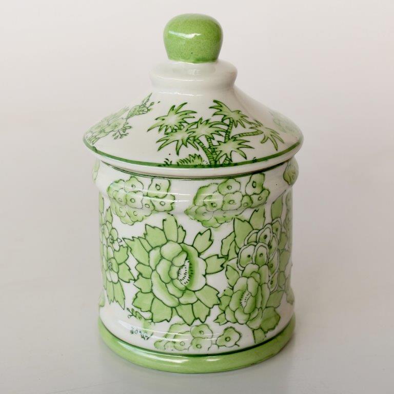 Small Lime Green Floral Jar with Lid – NetDécor