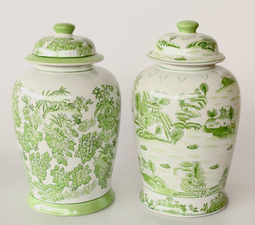 Large Lime Green Ginger Jar with Lid